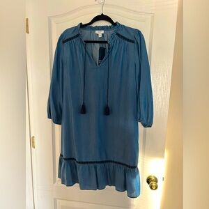 Crown & Ivy Blue Dress with Black LARGE NWOT